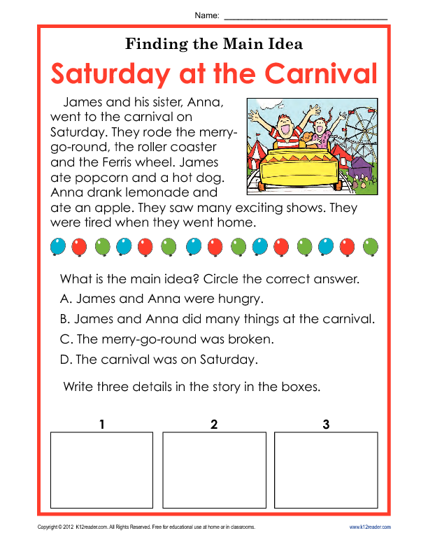 Supporting Details Worksheet 6th Grade