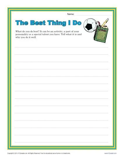 The Best Thing I Do | Creative Writing Prompt for 4th and ...