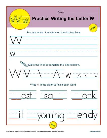 Letter W Worksheets  Printable Handwriting Worksheet