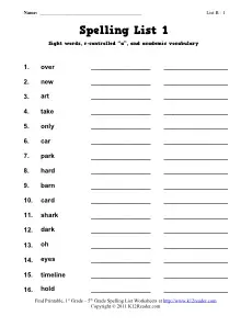 What are some common 3rd grade spelling words?