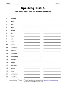 Third grade spelling homework ideas