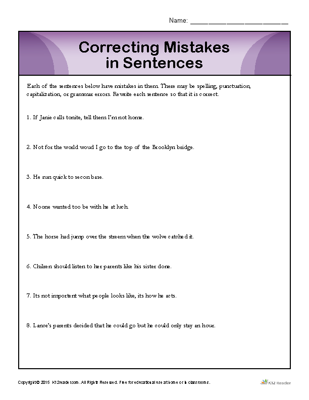 Correcting Mistakes in Sentences | Proofing and Editing