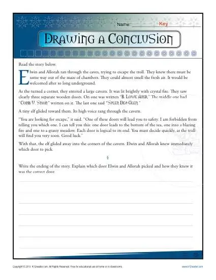 Drawing a Conclusion Worksheets | 5th Grade and Middle School