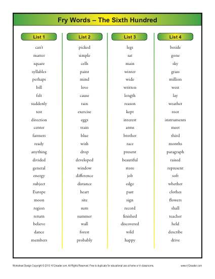 fry-word-list-sixth-100-printable-sight-word-lists