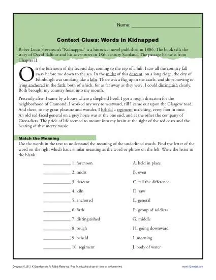 context-clues-worksheets-for-4th-and-5th-grade-kidnapped-book