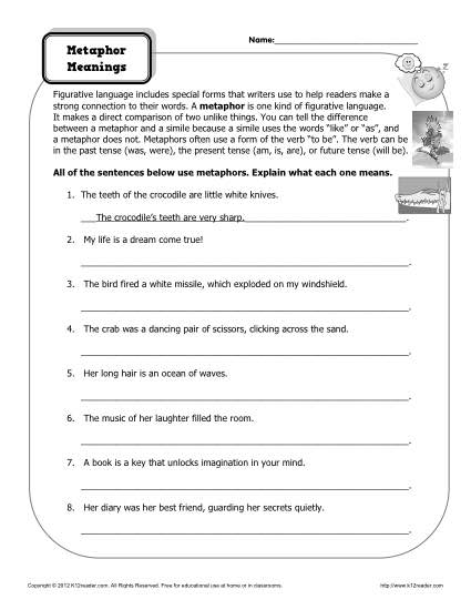 Worksheet - Metaphor Meanings