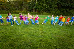 Children playing tug of war