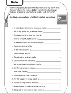 Simile Worksheets - Using Similes