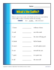 What’s the Suffix? | Printable 3rd Grade Worksheets