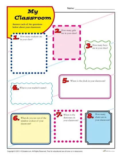 Free, Printable Back to School Classroom Activity