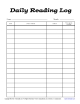 Printable Reading Log for Elementary School - Time Spent Reading