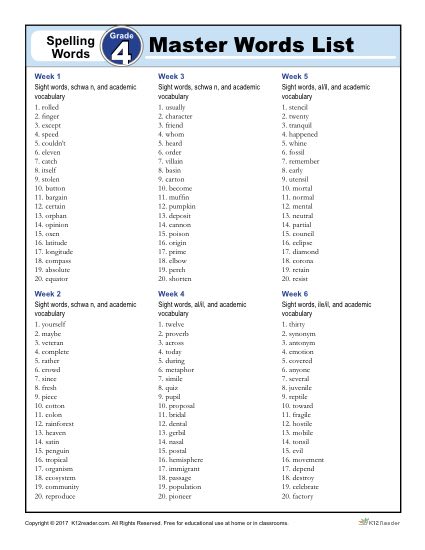 fourth-grade-spelling-words-36-week-master-list