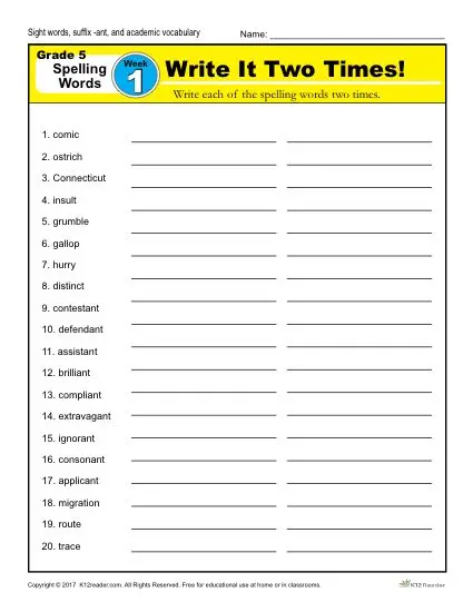 fifth-grade-spelling-words-list-week-1-k12reader