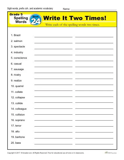 2nd Grade Word Search Spelling (Unit 10)