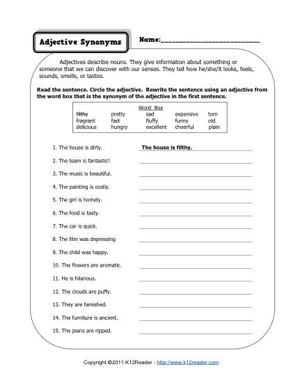 Descriptive Adjectives Worksheet For Grade 2 Free Worksheet