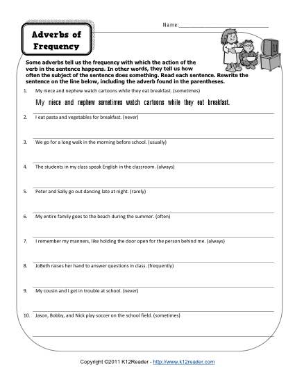 Adverbs of Frequency | Free, Printable Adverb Worksheets