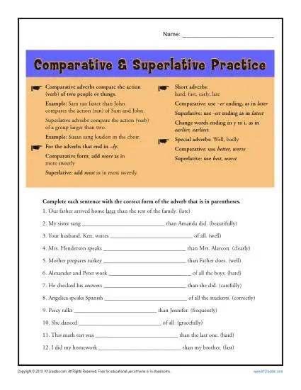 Comparative Adverbs, Grammar