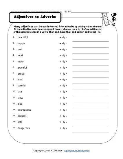 Free Printable 3rd Grade Adverb Worksheets