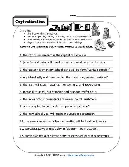 Capitalization | Free, Printable Punctuation Worksheets