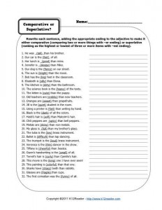 comparative or superlative reading worksheets spelling grammar