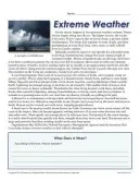 Sixth Grade Reading Comprehension Worksheet | Extreme Weather
