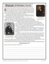 Abraham Lincoln | 7th Grade Reading Comprehension Worksheet