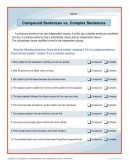 Compound Sentences vs. Complex Sentences Worksheet