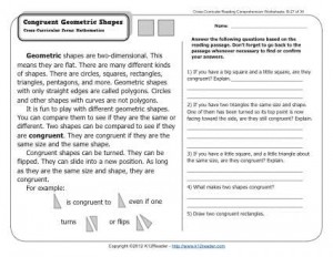 Congruent Geometric Shapes | 2nd Grade Reading Comprehension Worksheets