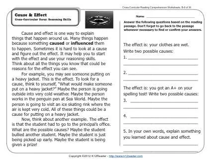 cause and effect questions and answers