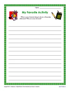 My Favorite Activity | Descriptive Writing Prompt for 3rd and 4th Grade