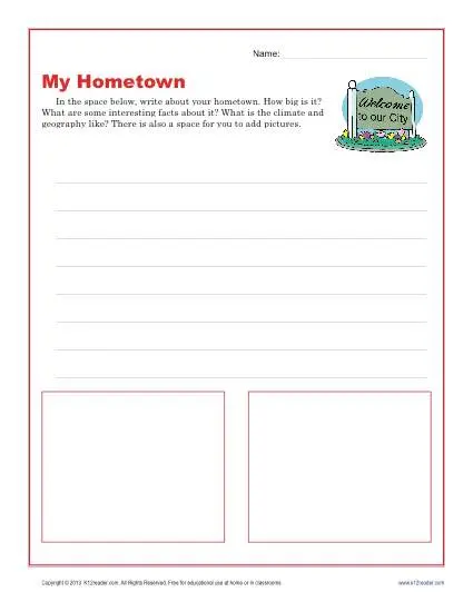 3rd and 4th Grade Writing Prompt - My Hometown