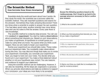 The Scientific Method | 3rd Grade Reading Comprehension Worksheet