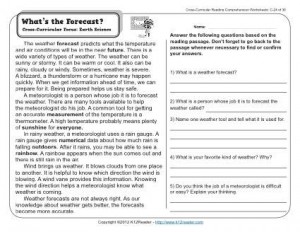 What’s the Forecast? | 3rd Grade Reading Comprehension Worksheet