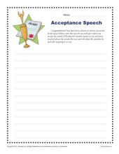 Acceptance Speech | 4th and 5th Grade Writing Prompt Worksheet