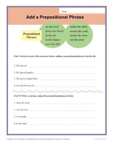 Add a Prepositional Phrase | Sentence Structure Worksheets