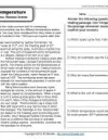 comprehension reading worksheets for 4th grade Measuring Temperature
