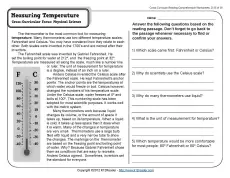 Measuring Temperature | 4th Grade Reading Comprehension Worksheet