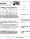 reading comprehension worksheets 5th grade multiple choice Customs and Traditions