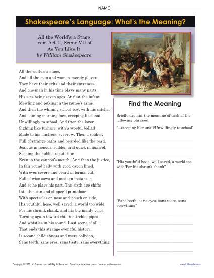 Shakespeare's Language: What's the Meaning? | 8th Grade Passages