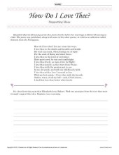 How Do I Love Thee? Supporting Ideas | 8th Grade Reading Passage Worksheet
