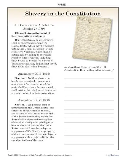 slavery-in-the-constitution-9th-10th-reading-comprehension-worksheets