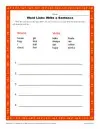 Sentence Writing Worksheet Activity - Use the Words to Write a Sentence