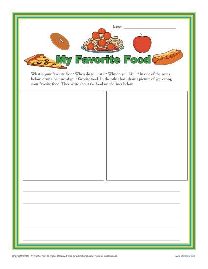 My Favourite Food Worksheet Kindergarten