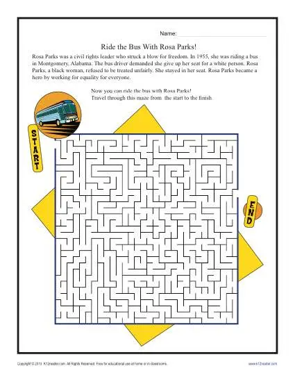 Civil Rights Worksheet - Ride the Bus with Rosa Parks