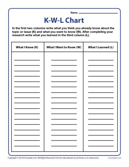 Kwl Chart Template With Lines