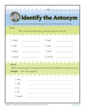 Identify the Antonym | 4th Grade Worksheets