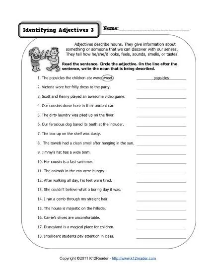 adjectives worksheets for grade 3 icse