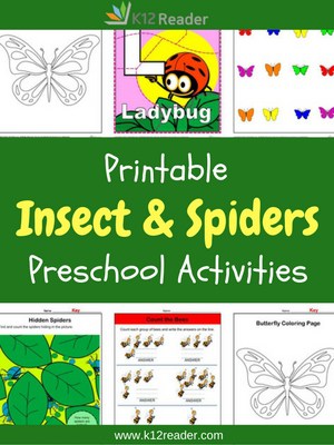 Insects and Spiders Themed Printable Activities for Preschool