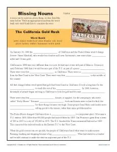 Missing Nouns Worksheet - The California Gold Rush