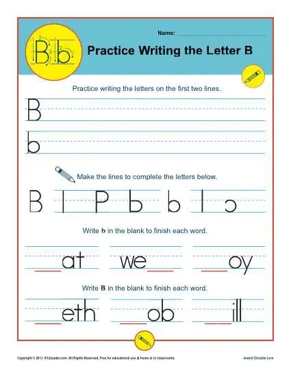 Handwriting Practice Activity - Letter B